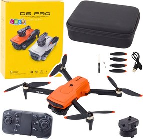 LEAN Toys Dron D6 PRO, duálna HD kamera, LED svetlá, oranžový