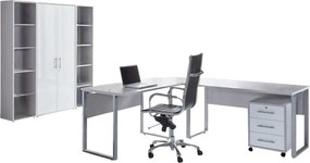XXXLutz KANCELÁRIA, sivá, biela s vysokým leskom, MID.YOU - Kancelárske regály - 001067007105