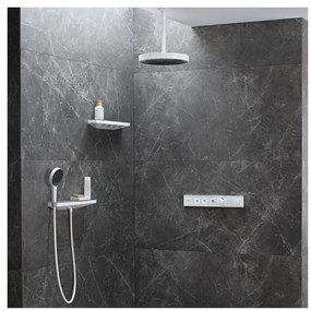 Hansgrohe Rainfinity, nástenná prípojka hadice Porter 500 a polička PRAVÁ, matná biela, HAN-26858700