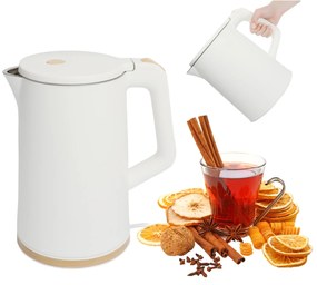 Bauerkraft Bezdrôtová cestovná rýchlovarná kanvica 1500 W 1,7 l otočná biela
