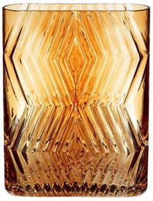 Oranžová sklenená váza Hübsch Deco, výška 18 cm