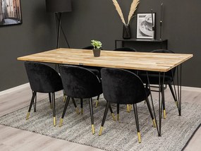 Bali Velvet stolová súprava teak béžová/čierna
