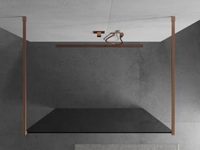 Mexen Kioto, sprchová zástena Walk-In 140 x 200 cm, 8mm šedé sklo, medený matný profil, 800-140-002-65-40