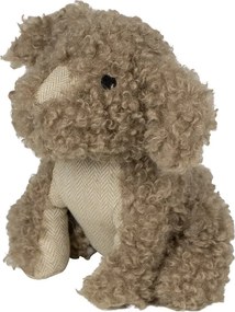 Hnedá kučeravá dverná zarážka pes Dog - 21*22*25 cm