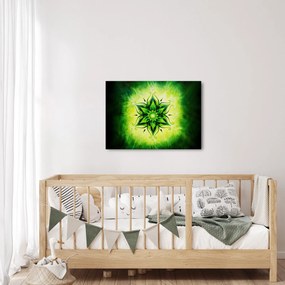 Obraz - Kvetinová mandala v zelenom pozadí (70x50 cm)