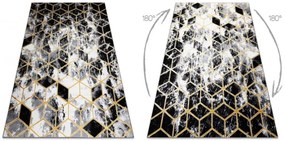 Koberec GLOSS 409A 82 3D kocka - čierny, zlatý, sivý