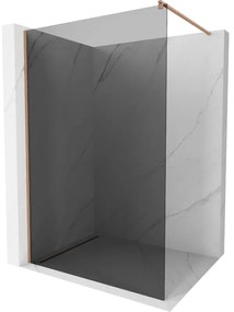 Mexen Kioto, sprchová zástena Walk-In 90 x 200 cm, 8mm šedé sklo, medený matný profil, 800-090-101-65-40