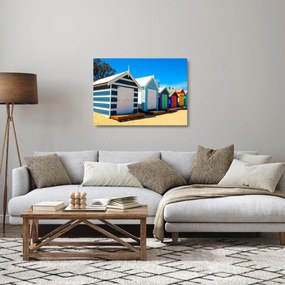 Sklenený obraz - Pláž Brighton, Melbourne, Austrália (70x50 cm)