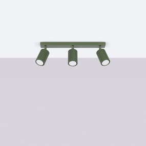 Bodové svietidlo Karbon, 3x olivovo zelené kovové tienidlo, (možnosť polohovania)