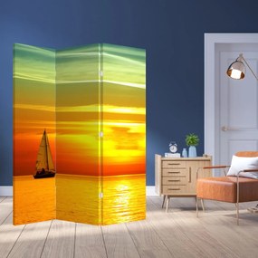 Paraván - Západ slnka s jachtou (126x170 cm)