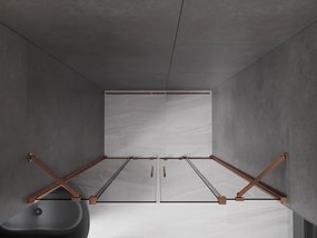 Mexen Velar Duo, posuvné sprchové dvere do otvoru 150 cm, 8mm šedé sklo, ružové zlato, 871-150-000-42-60