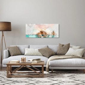 Obraz - Maledivy, drevené mólo (120x50 cm)