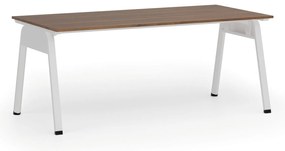 Kancelársky stôl PRIMO GAMMA, 180x90 cm, biela podnož, orech
