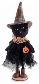 Halloweenska dekorácia Čierna mačka 22 cm