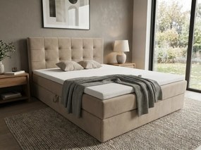 Čalúnená posteľ boxspring DIRELIS TRINITY 180x200 cm béžová Matrac: Matrac Bonell pružinový