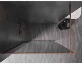 Mexen Kioto-F, sprchová zástena s rámom 90 x 202 cm, 8 mm šedé sklo, profil medená matná, 800-090-104-65-40