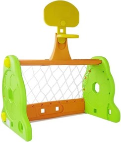 LEAN Toys Futbalová bránka Basketbal 2v1 pre deti Zelená oranžová