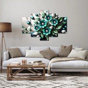 Obraz - 3D tyrkysové kvety (150x105 cm)