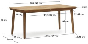 Záhradný rozkladací stôl ahnian 180 (240) x 90 cm prírodný MUZZA