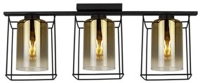 Stropné svietidlo Hella cage, 3x zlaté sklenené tienidlo v kovovom ráme