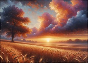 Obraz – Západ slnka na poli (70x50 cm)