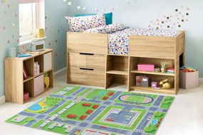 Detský koberec protišmykový BAMBINO 2624 Mesto, zelený / sivý