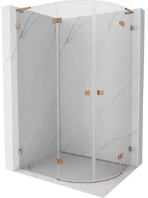 Mexen Lunar, L polkruhový sprchový kút naklápací doľava 100 x 80 cm, 8mm číre sklo, profil medená matná, 833L-100L-080P-65-00