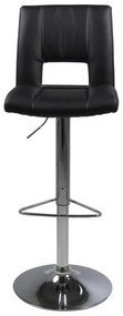 Dizajnová barová stolička Nerine, čierna a chrómová-ekokoža