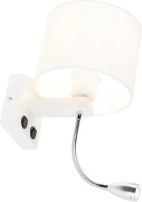 Moderná nástenná lampa biela s bielym tienidlom - Brescia
