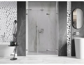 Mexen Lunar-F, L pravé skladacie sprchové dvere 150 cm, 8mm číre sklo, chrómový profil, 836SL-150-050-01-00-P