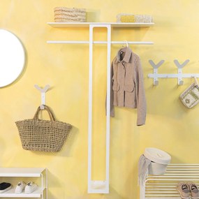 Biely oceľový nástenný vešiak s poličkou 100 cm Luno Large – Spinder Design