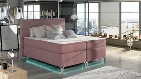 Posteľ Boxspring Amadeus + LED 200x180, ružová (látka - bao 17)
