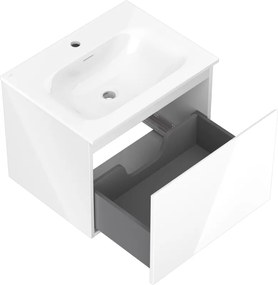 Mexen Orio, kúpeľňová skrinka 60 cm s umývadlom Vela, 1 zásuvka, biela lesklá, 91A10-06047-1-BF00-W23M00