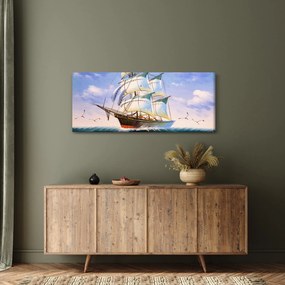 Obraz lode na vlnách (120x50 cm)