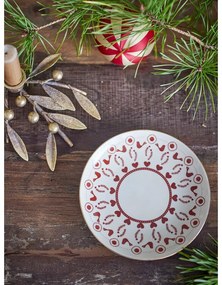 Krémový dezertný tanier s vianočným motívom z kameniny ø 16 cm Jolly – Bloomingville