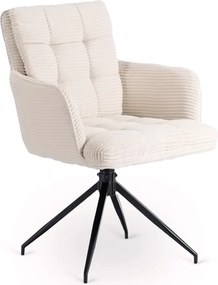Sada stola HAMPTON 160-240 cm orech/čierna a 4 kresiel AKITA krémovej farby