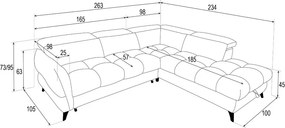 Rohová sedačka Fubu, šedo-krémová štruktúrovaná látka, pravý roh