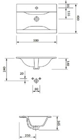 Cersanit S801-456 - Závesná kúpeľňová skrinka s umývadlom NIKO 50x40 cm biela