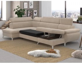 Rozkladacia rohová sedačka do U CATANIA ľavá s úložným priestorom béžová