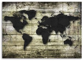 Gario Obraz na plátne Čierna mapa sveta na doskách Rozmery: 60 x 40 cm