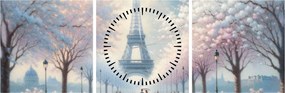 Obraz - Maľba z Paríža (s hodinami) (90x30 cm)