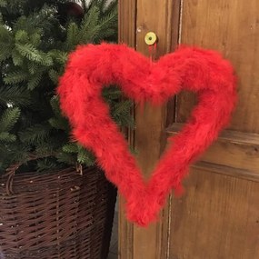 DECOLED Srdce z peria, 37 cm, červené