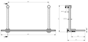 Sapho Sapho, Závesná sklenená polička na sprchovú zástenu 400x180x125mm, čierna mat, 1301-15B
