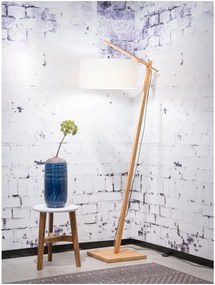 Stojacia lampa s bielym tienidlom a konštrukciou z bambusu Good&Mojo Andes