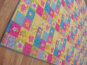 Detský koberec Butterfly & Flowers ružový