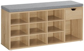 Botník s lavičkou so sivým sedadlovým vankúšom a zásuvkou WESO SONOMA 104x30x48 cm