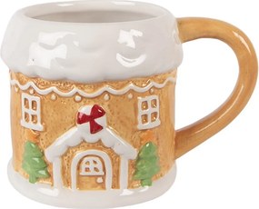 Hnedý hrnček perníková chalúpka Gingerbread - 13 * 9 * 9 cm / 300 mll