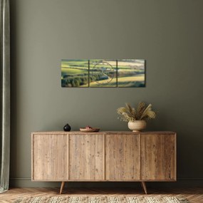 Obraz - Výhľad na krajinu (s hodinami) (90x30 cm)