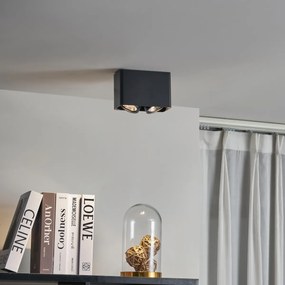 Dizajnový prisadený reflektor čierny GU10 70 mm 2-svetelný otočný a naklápací - Vox