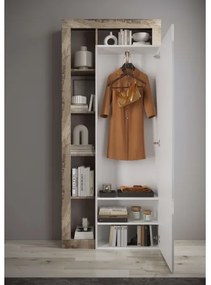 Šatníková skriňa LENOR 91x209 cm biela/hnedá